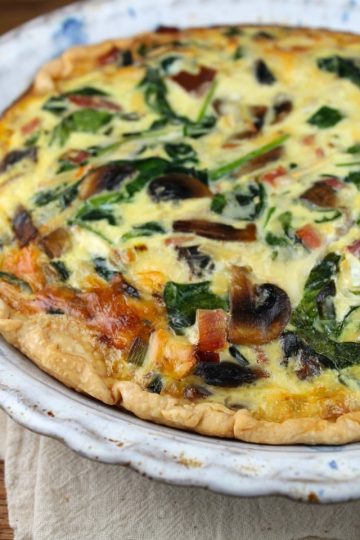 Ham, Spinach & Mushroom Quiche - Miss in the Kitchen