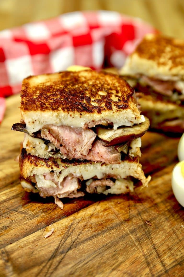 Steak Mushroom Swiss Grilled Cheese - Miss in the Kitchen