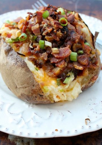 Bacon Cheese Burger Twice Baked Idaho Potatoes - Miss in the Kitchen