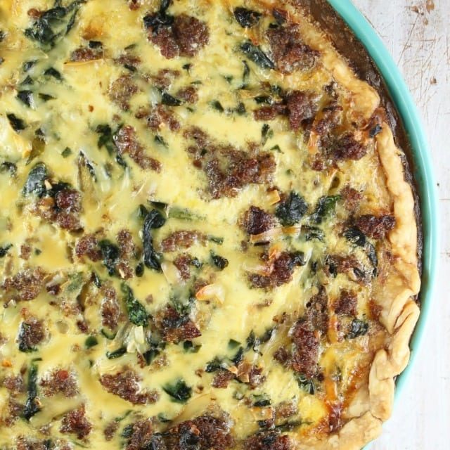 Sausage Spinach Quiche {VIDEO} - Miss in the Kitchen