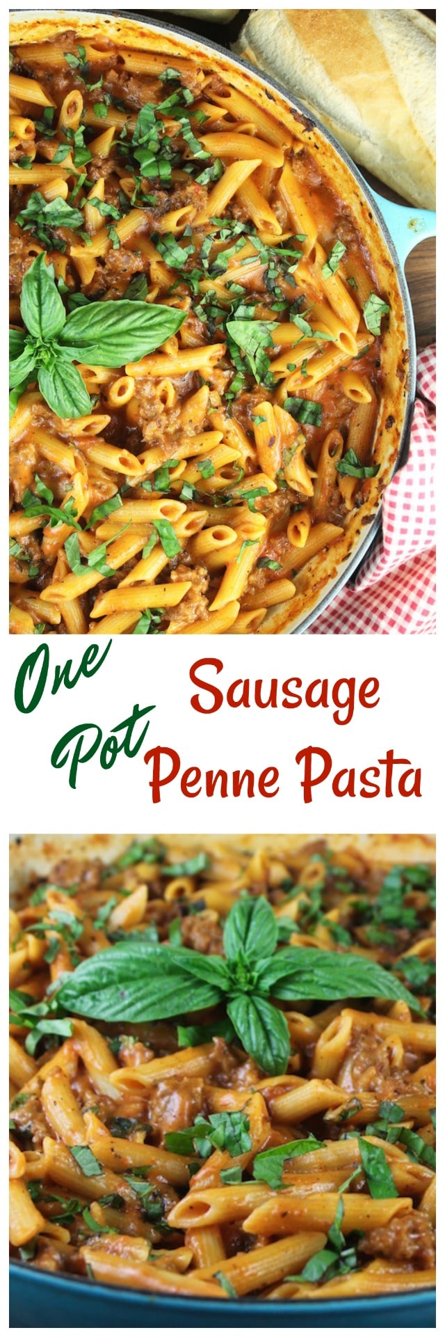 One Pot Sausage Penne Pasta - Miss in the Kitchen