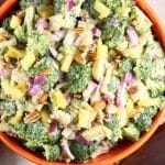 Bowl of broccoli pineapple salad.