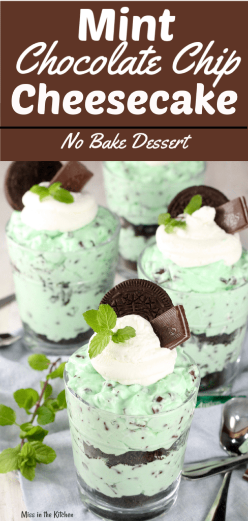 Mint Chocolate Chip No Bake Cheesecake Miss In The Kitchen