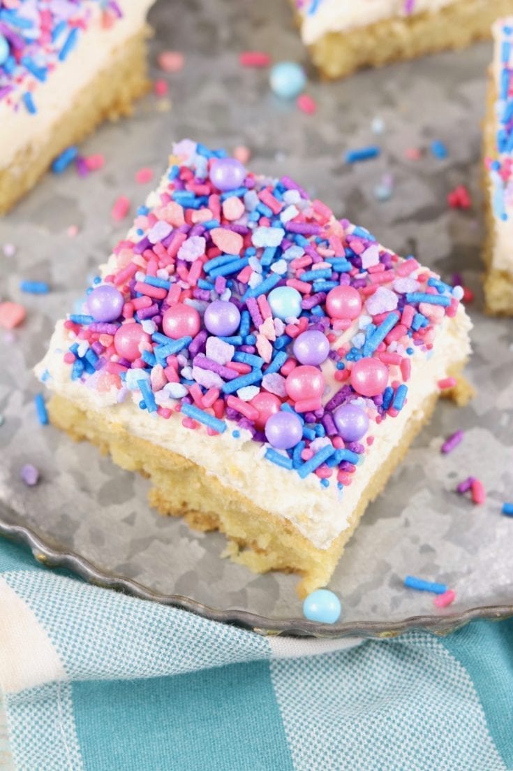 Frosted Cookie Bars {with Sprinkles} - Miss in the Kitchen