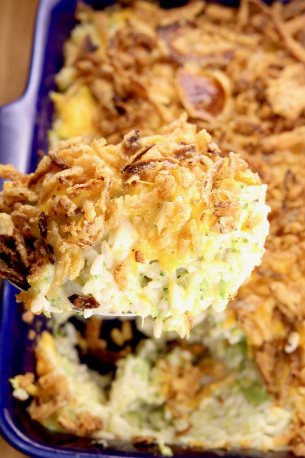 Broccoli Rice Casserole {with French Fried Onions} - Miss in the Kitchen