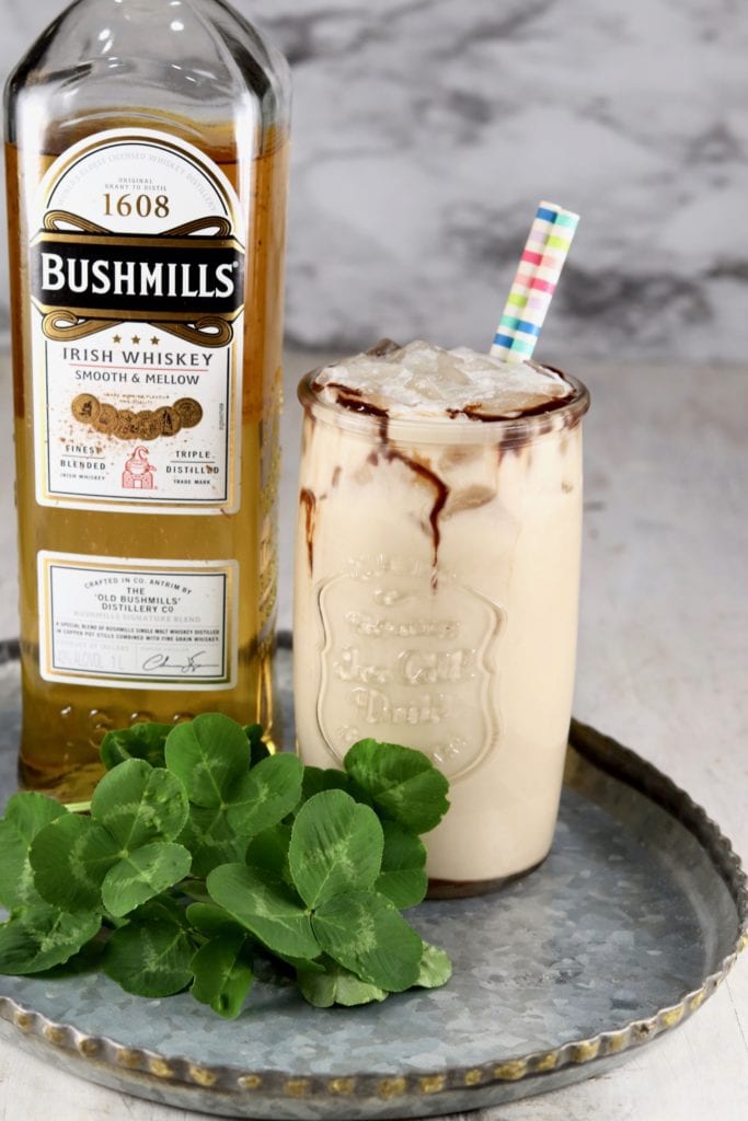 Iced Whiskey Coffees with Whiskey Syrup and Whipped Cream. - How