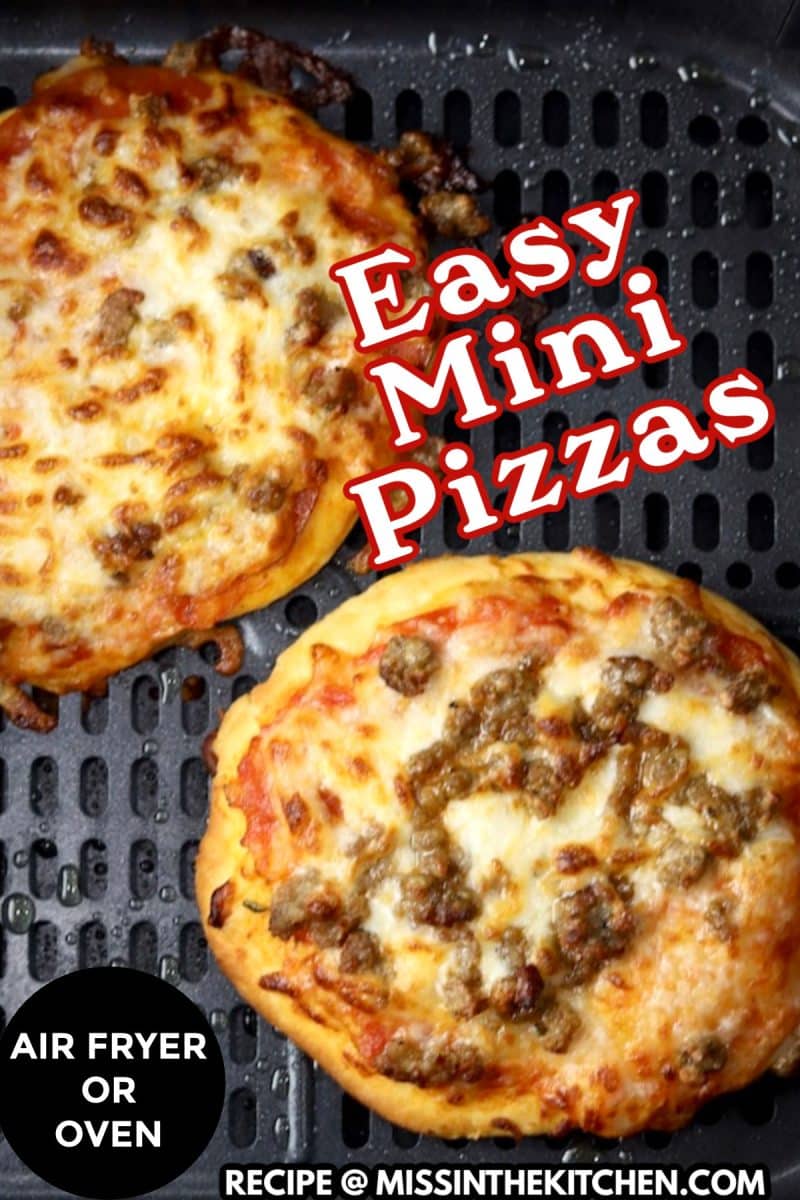 Easy mini pizzas with text overlay.