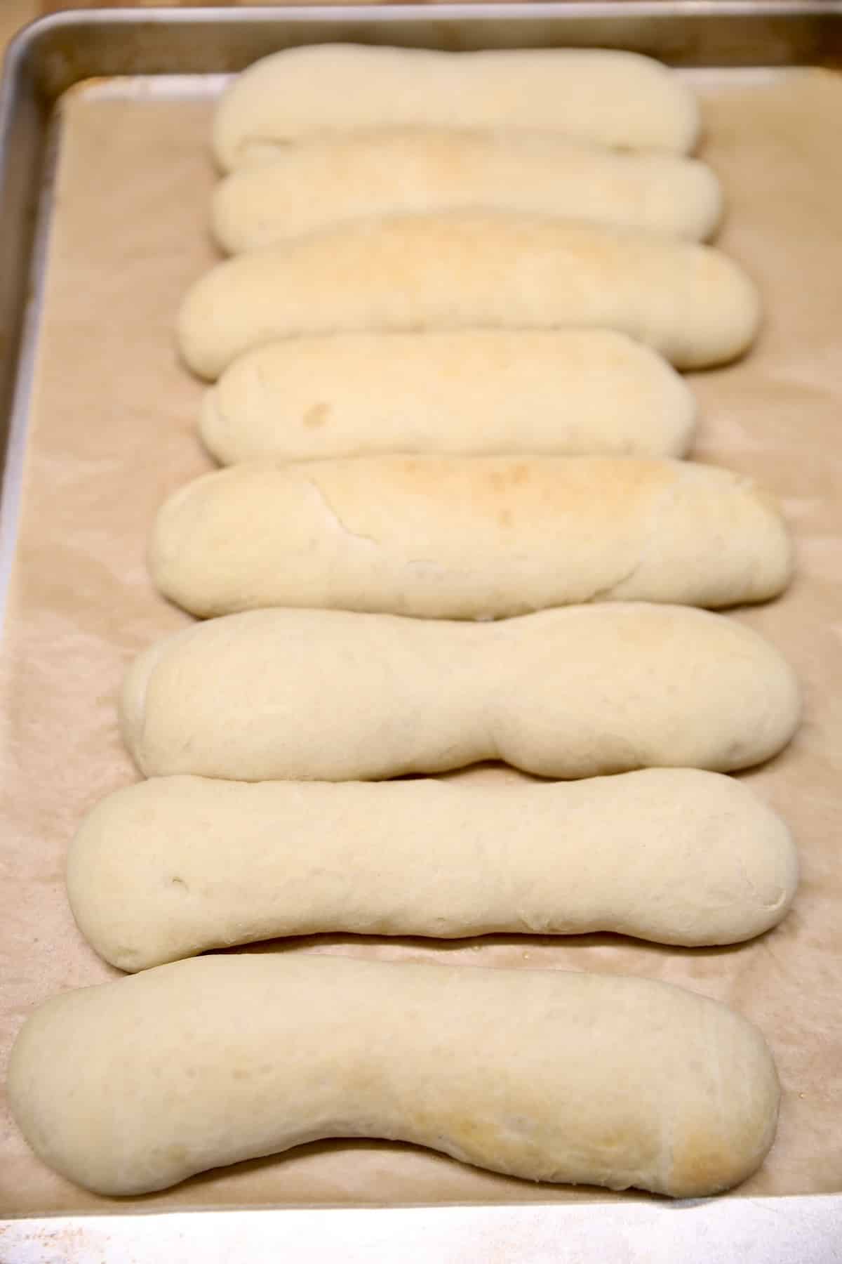 Breadsticks on a pan.