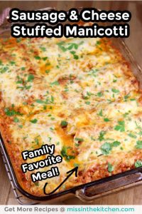 Manicotti {with Sausage & Cheese} - Miss in the Kitchen