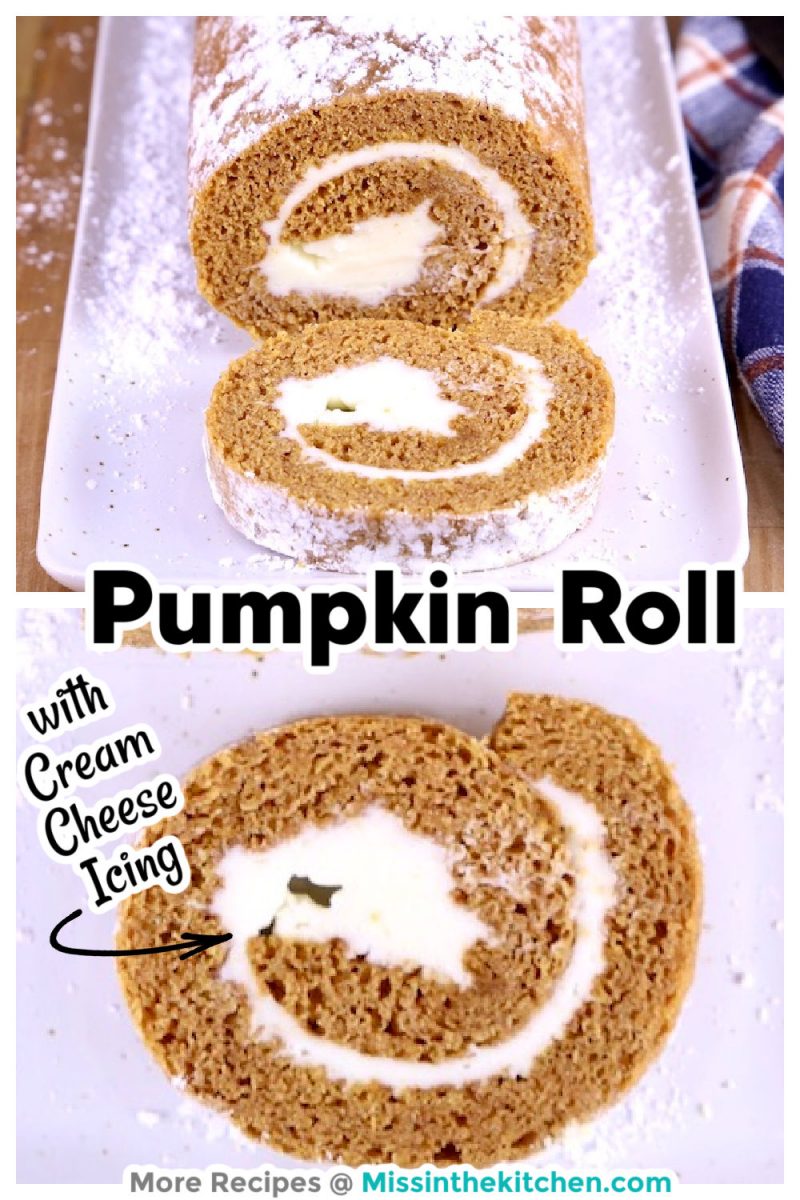 Pumpkin Roll {with Cream Cheese Icing} - Miss in the Kitchen