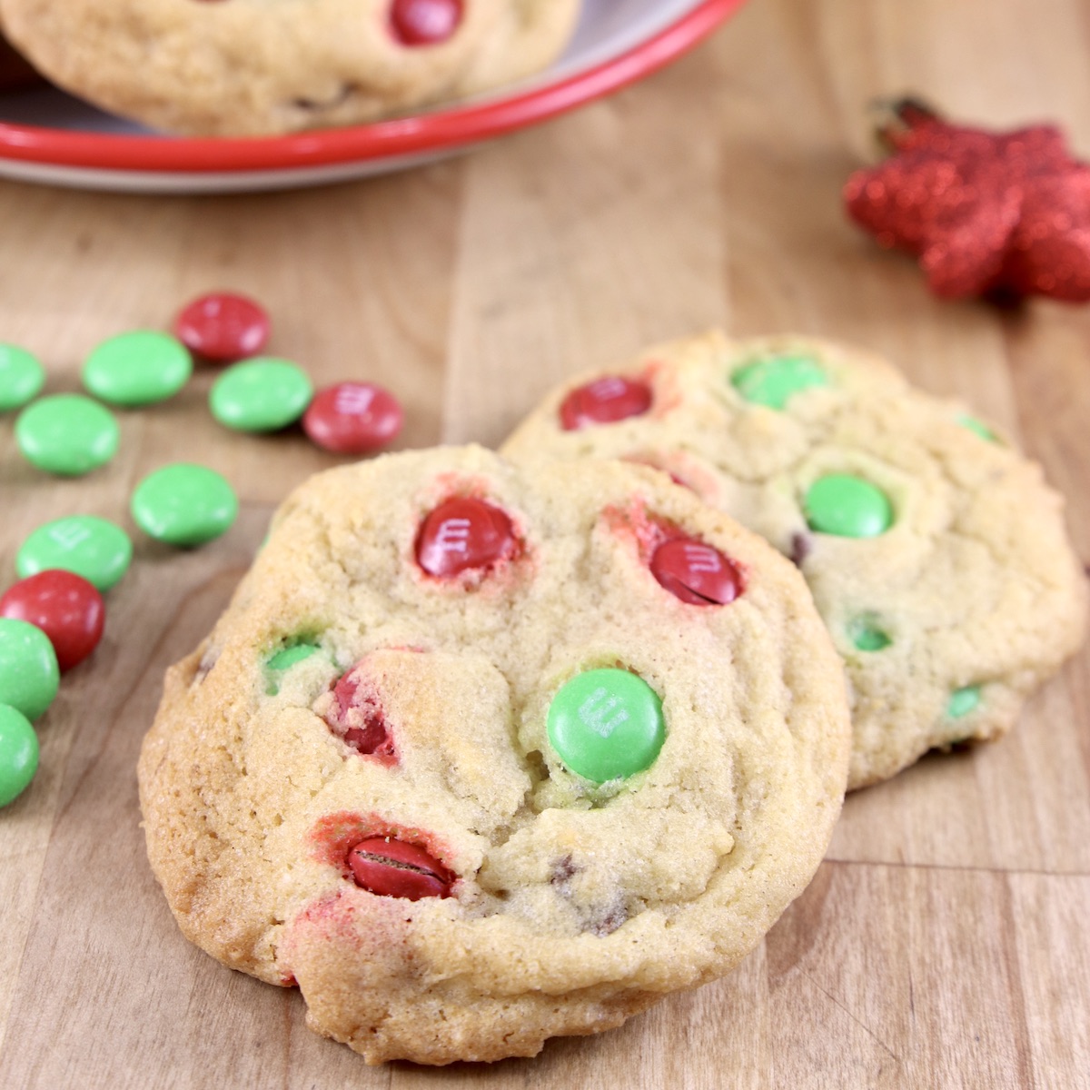 Christmas Chocolate M&M Cookies - Two Sisters