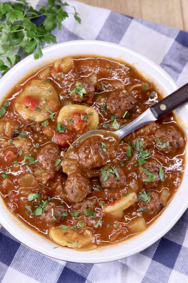Meatball Soup {with Grilled Meatballs} - Miss in the Kitchen
