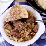 Irish Beef Stew with Soda Bread in a bowl