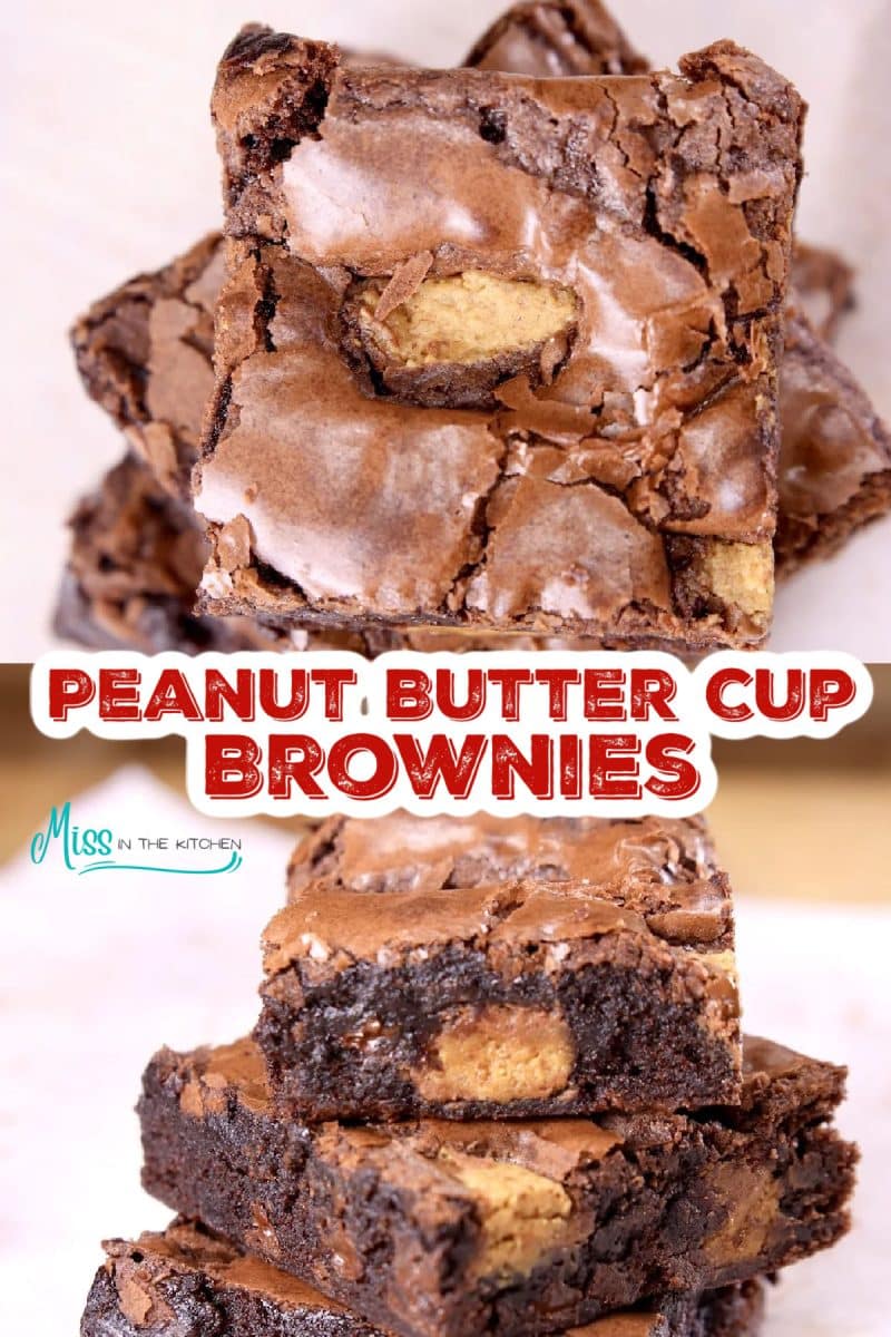 Collage peanut butter cup brownies - text ovelay.