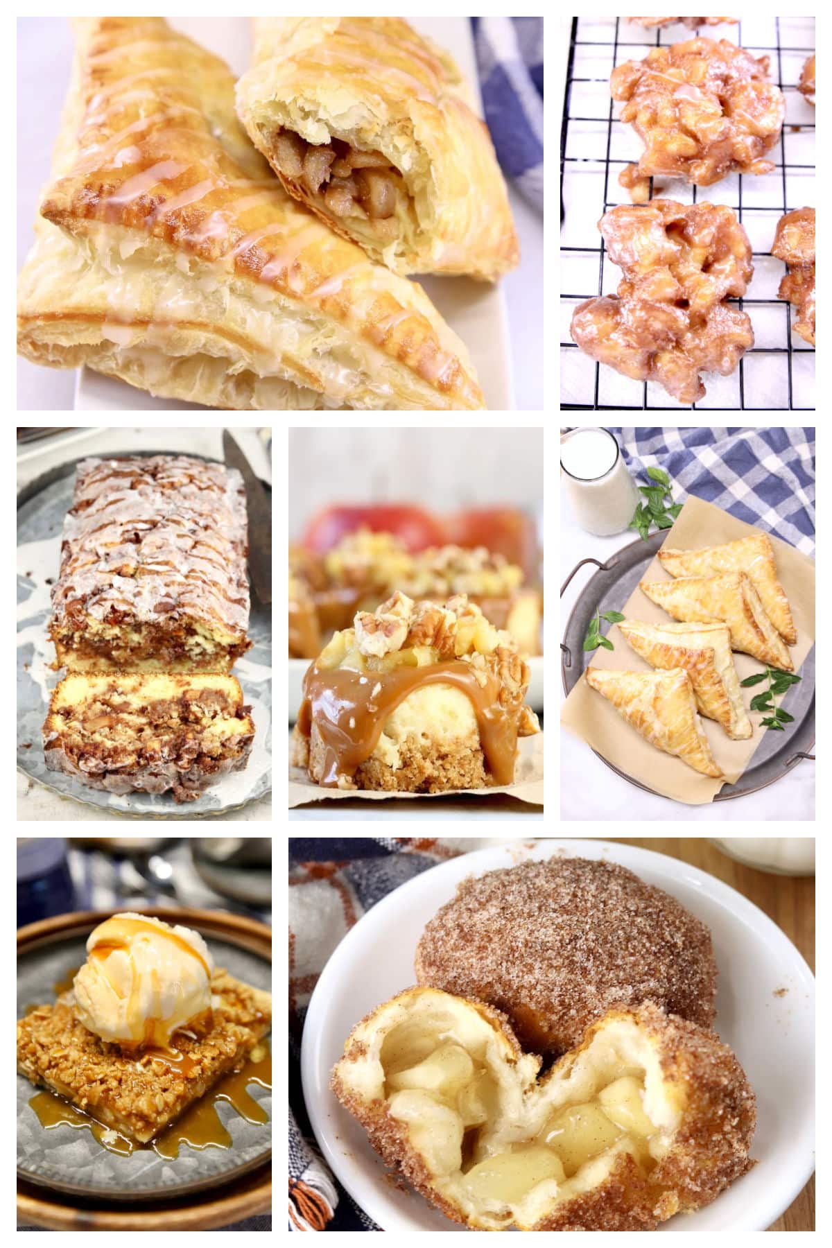 Collage of apple desserts.