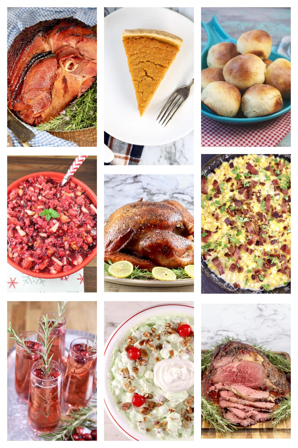 Collage of Thanksgiving recipes.