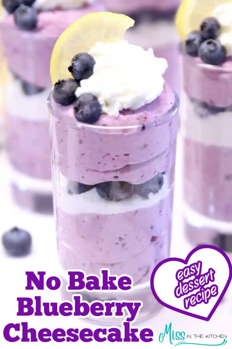 Blueberry cheesecake fluff in a jar.