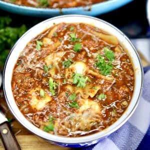 Lasagna Soup in a bowl.