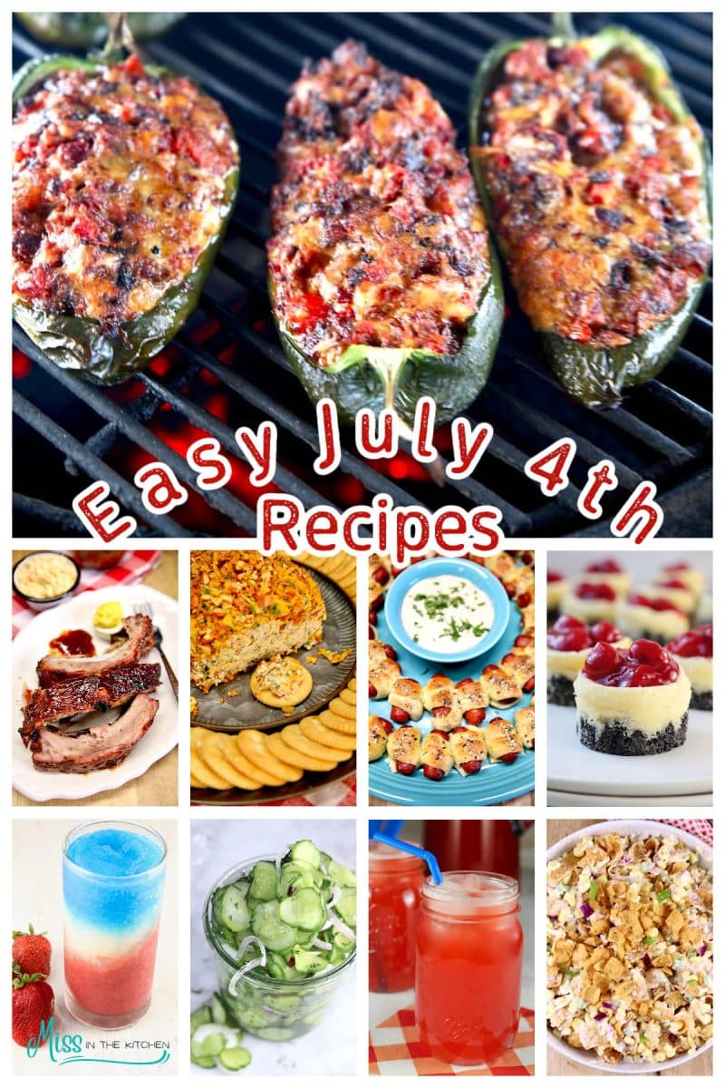 Collage of bbq menu for July 4th menu with text overlay.