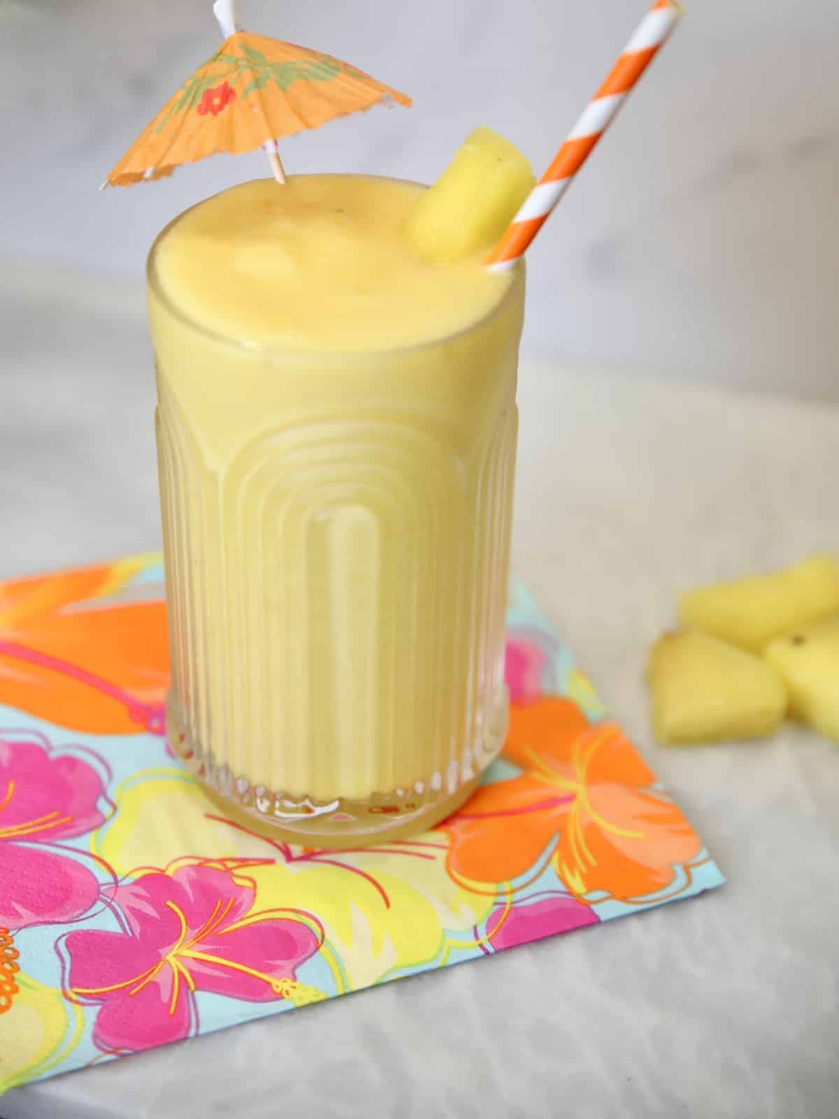 Tropical smoothie with pineapple and orange.