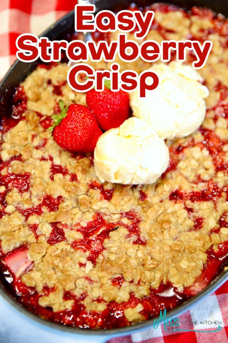 Easy Strawberry Crisp with text overlay.