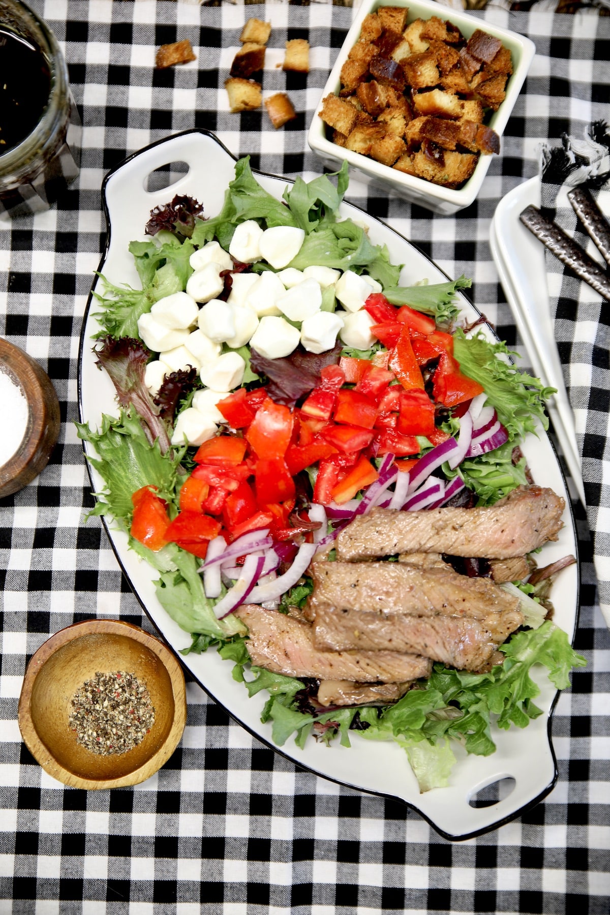 Grilled Steak Salad on a platter.