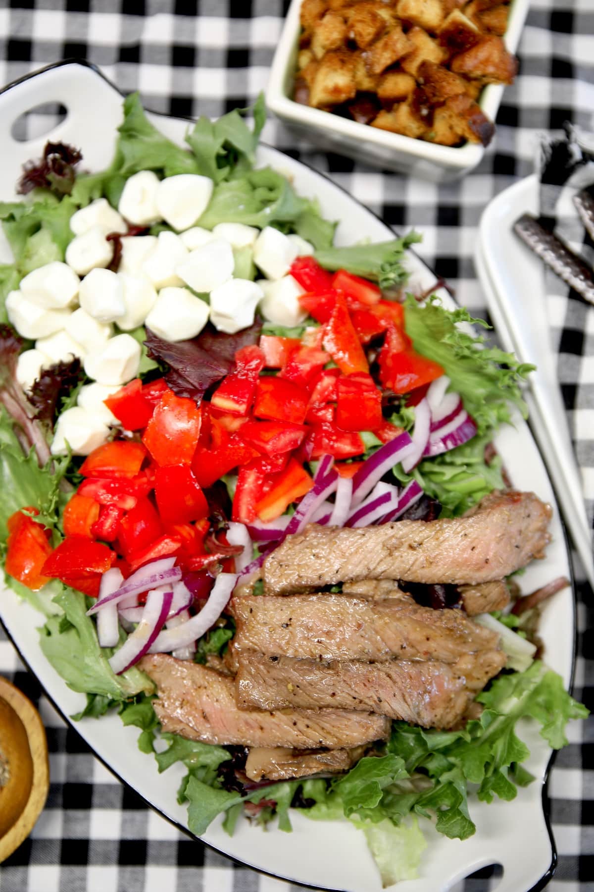 Platter of steak salad.