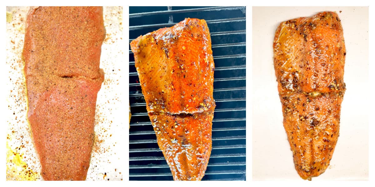 Collage for grilled salmon.