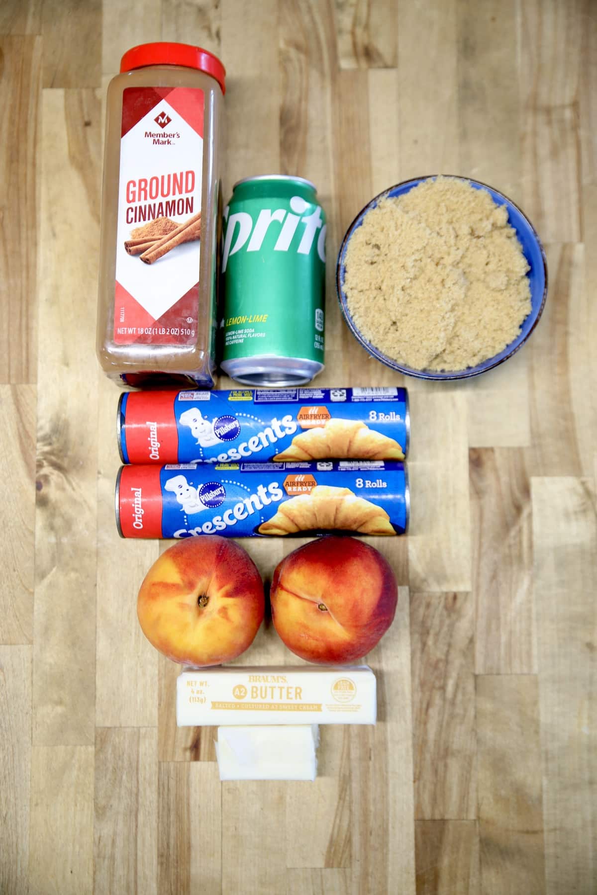 Ingredients for peach dumplings. 