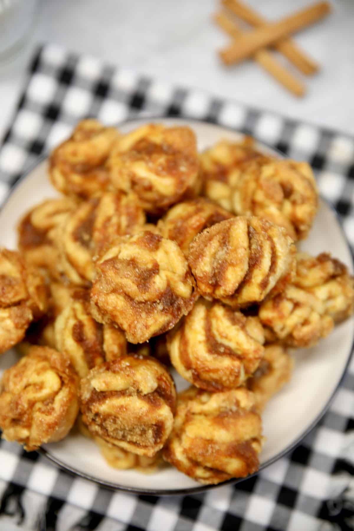 Bowl of mini pumpkin cruffins.