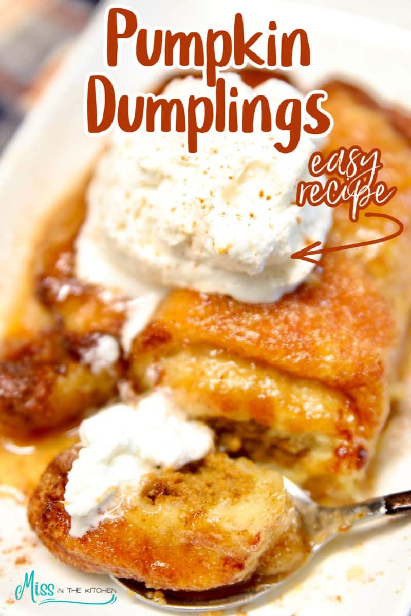 Easy Pumpkin Crescent Dumplings with whipped cream.