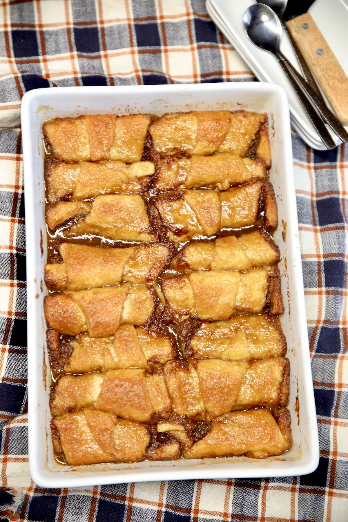 Pumpkin Crescent Dumplings in a baking pan.