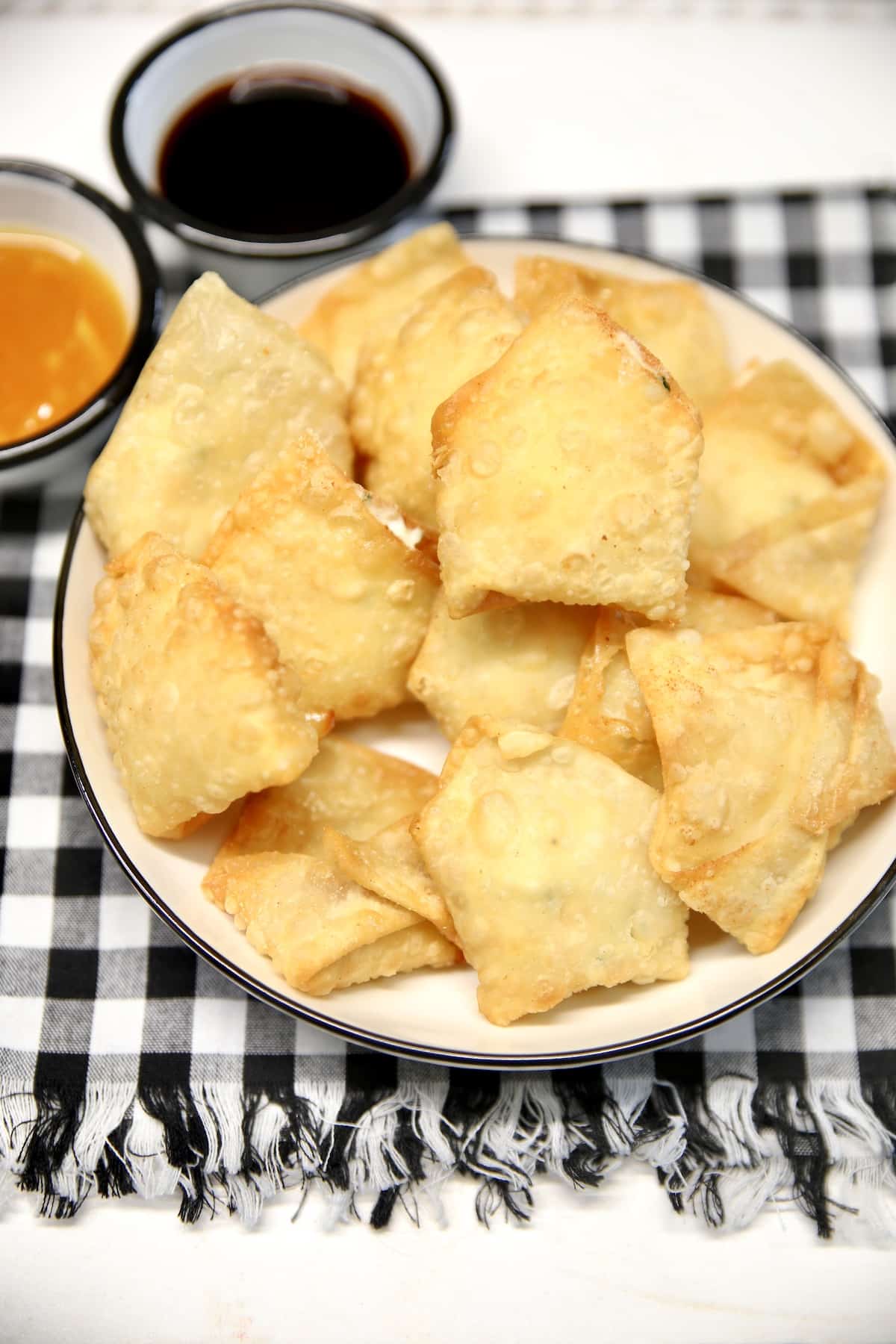 Plate of shrimp rangoon.