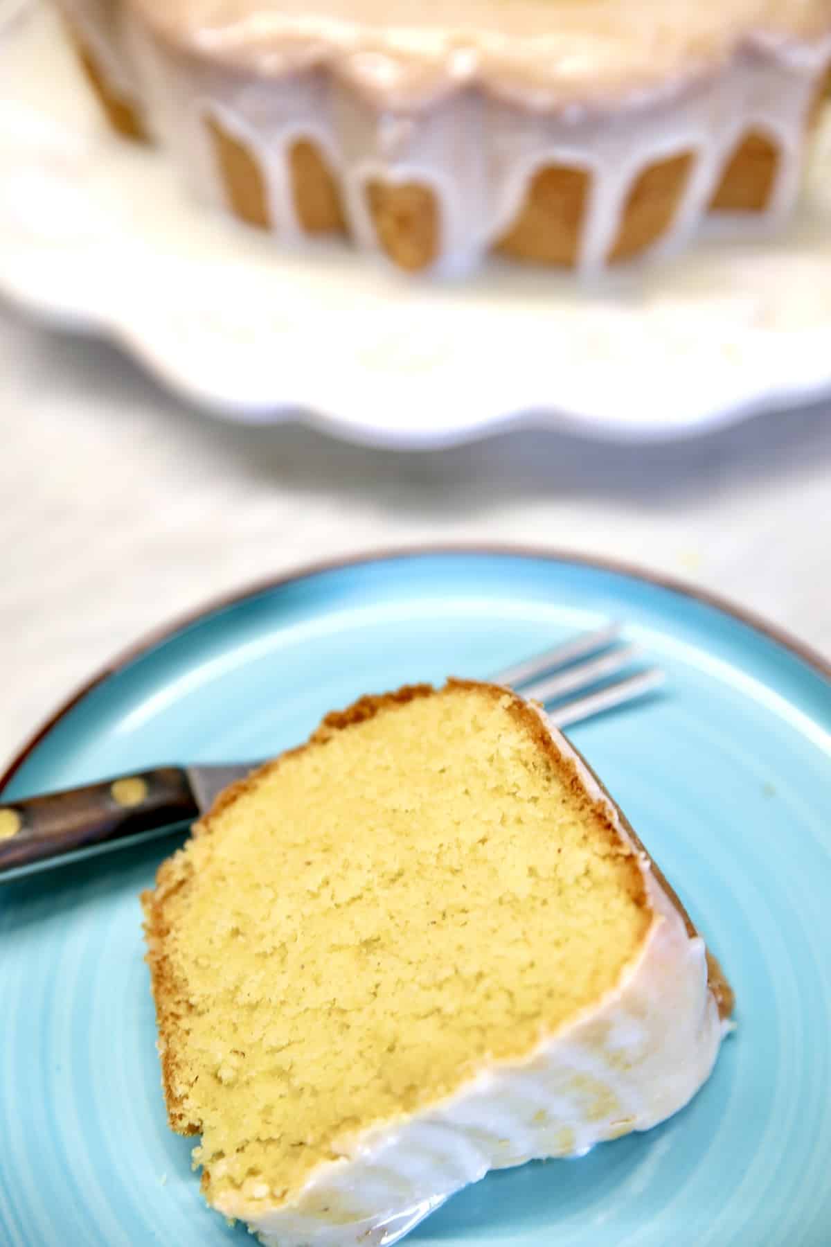 Donut cake slice on a plate.