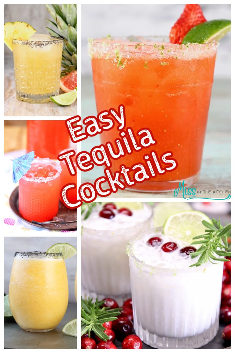 Collage of tequila cocktails with text overlay.