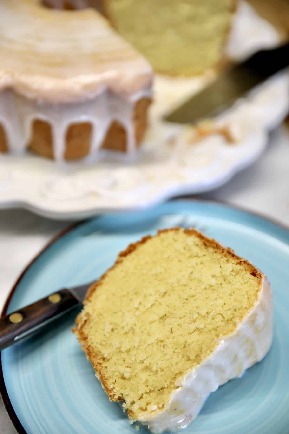 Slice of donut cake.