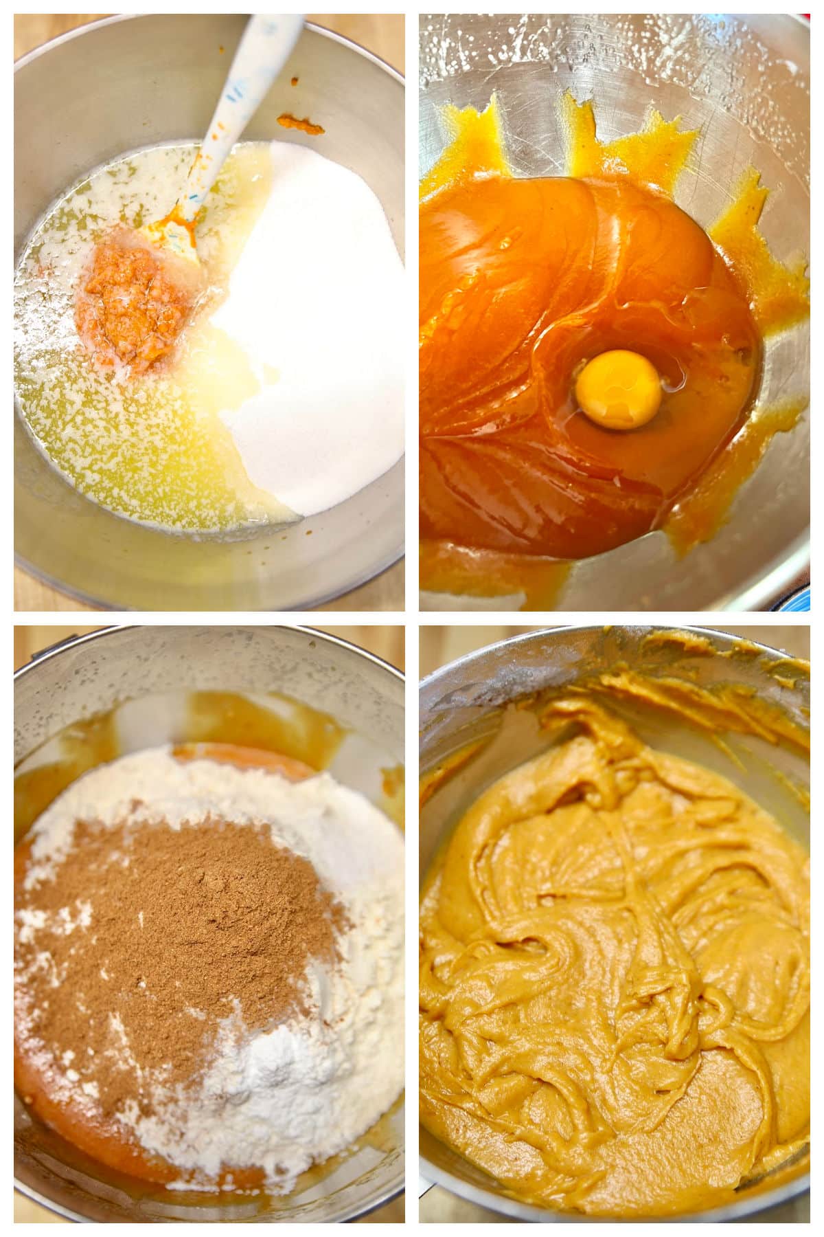 Pumpkin cake batter, step by step.