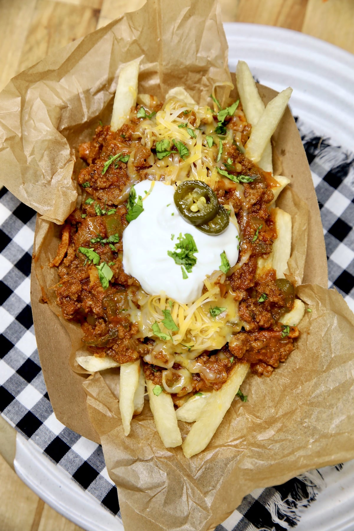 Boat of chili fries.