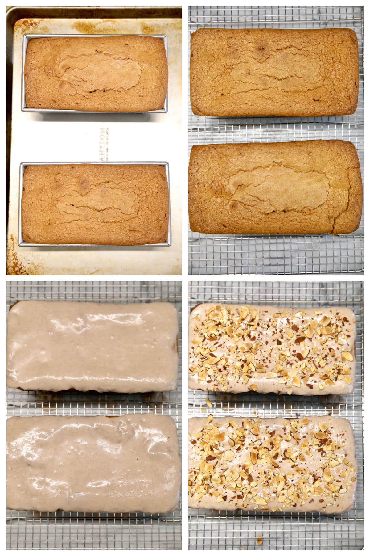 Cinnamon Pound Cake baked in loaf pans, topped wit