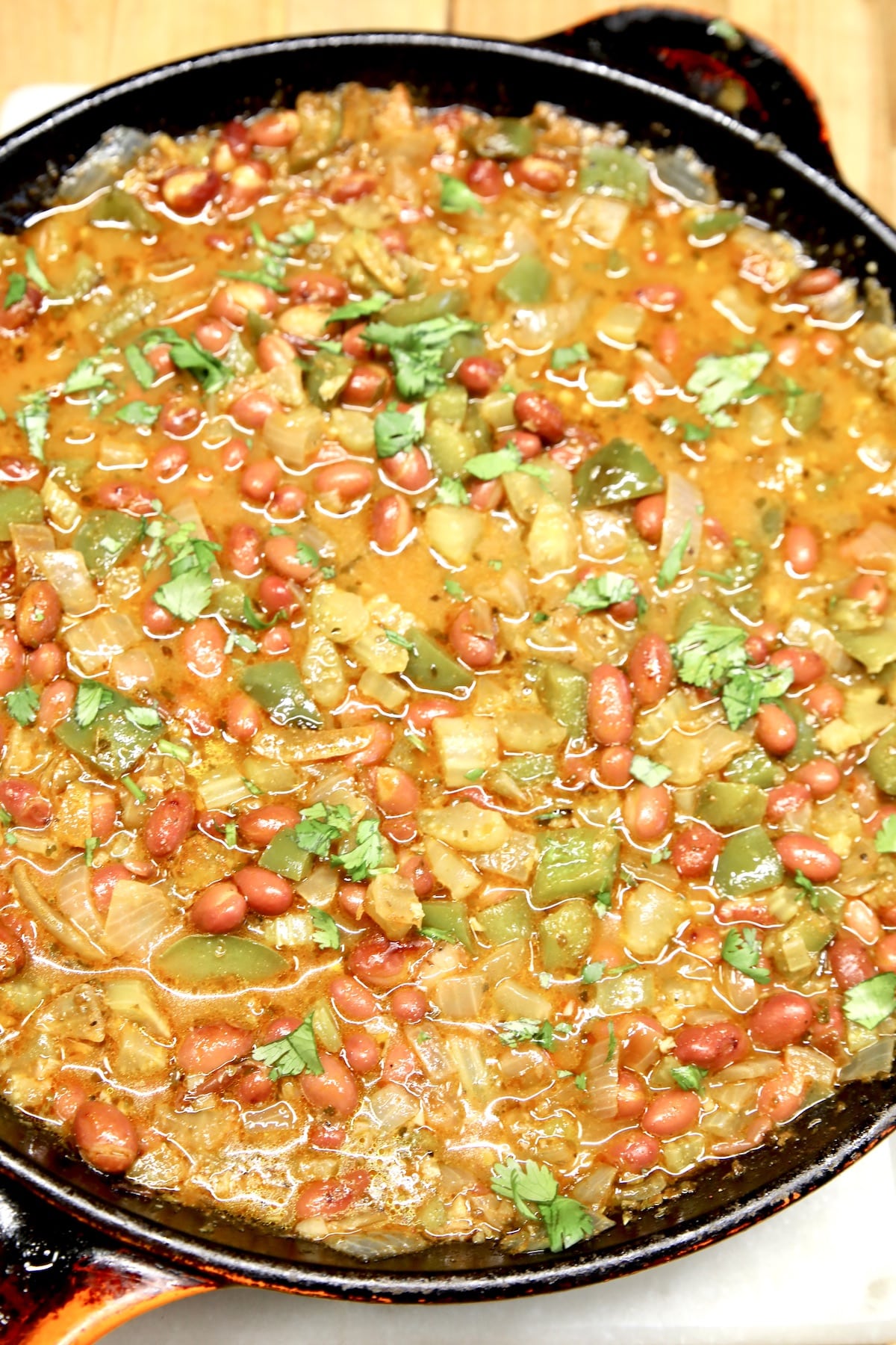 Skillet of red beans.