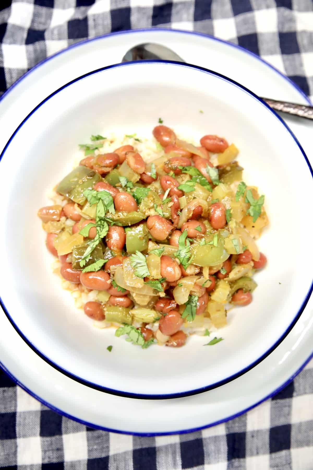 Creole red beans and rice in a bowl.