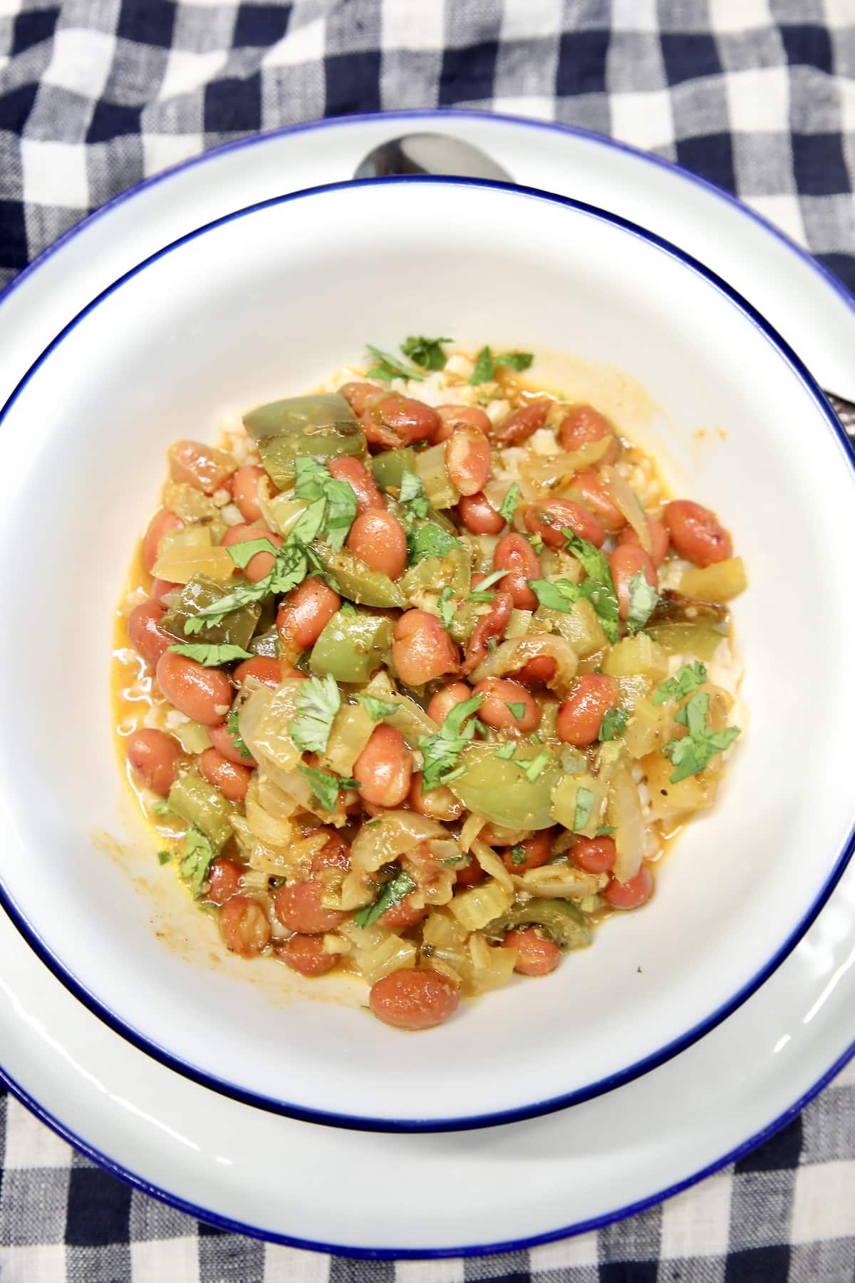 Red beans and rice in a bowl.