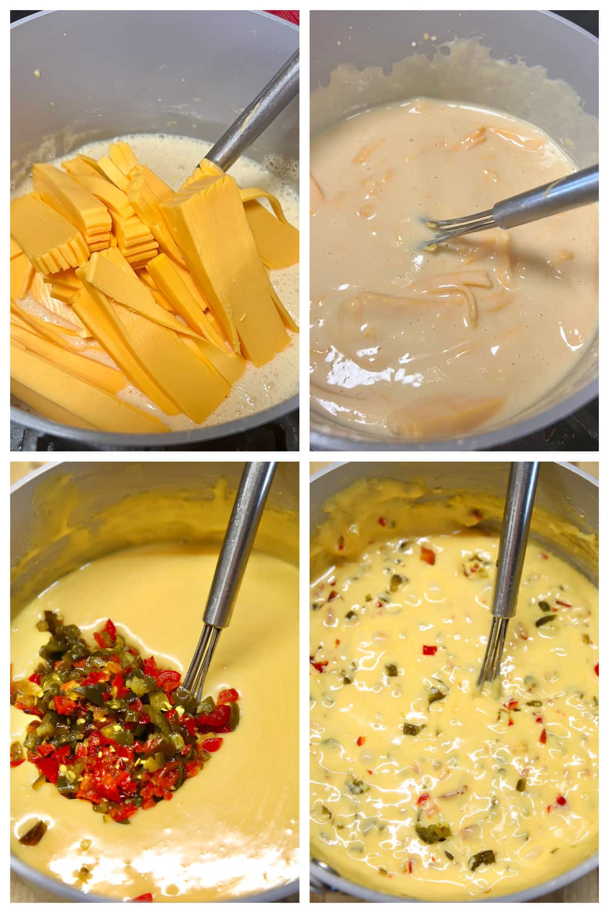 Making jalapeno cheese spread in a pan - collage.