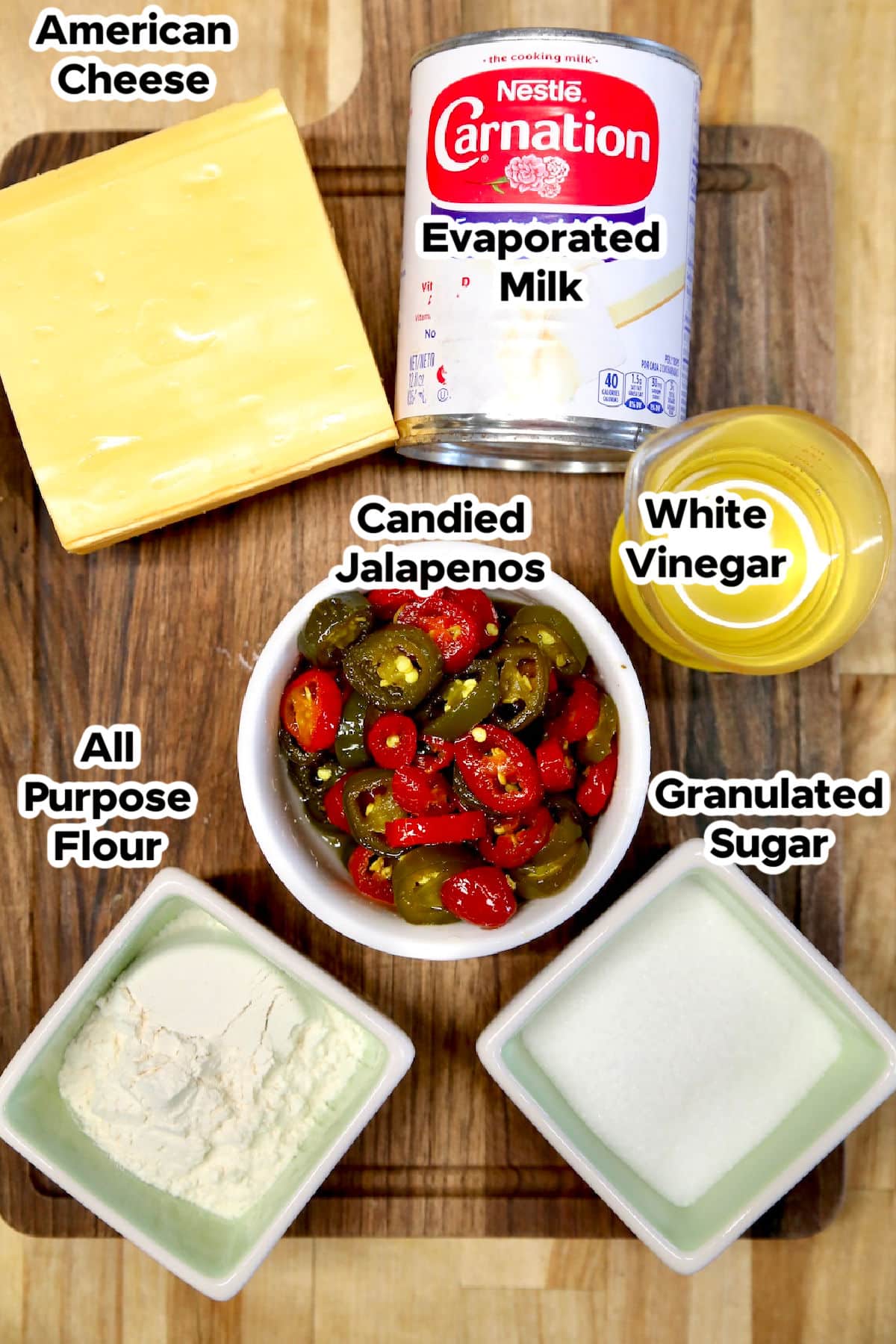 Ingredients for jalapeno cheese spread.