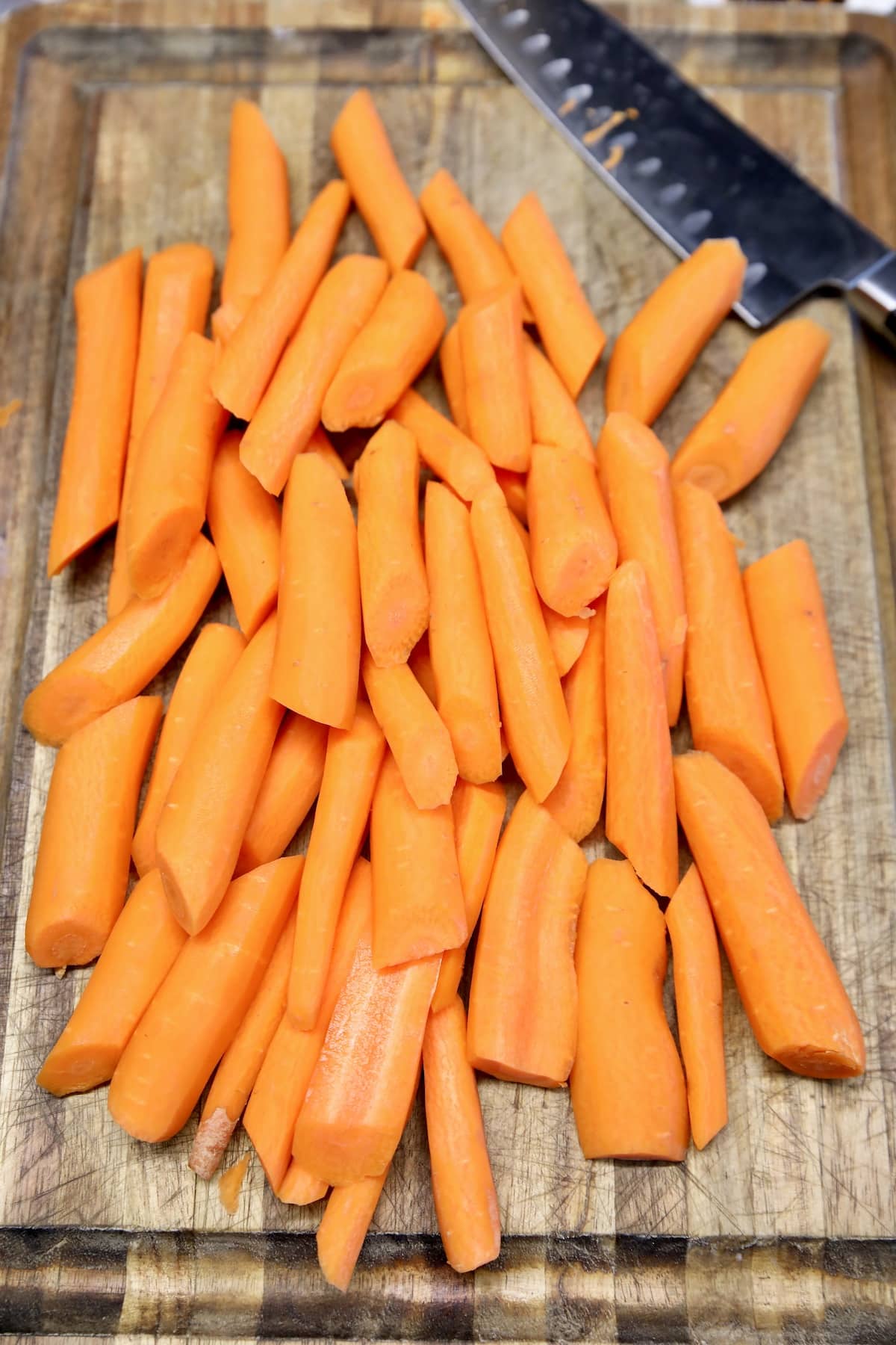 Carrots cut into chunks. 